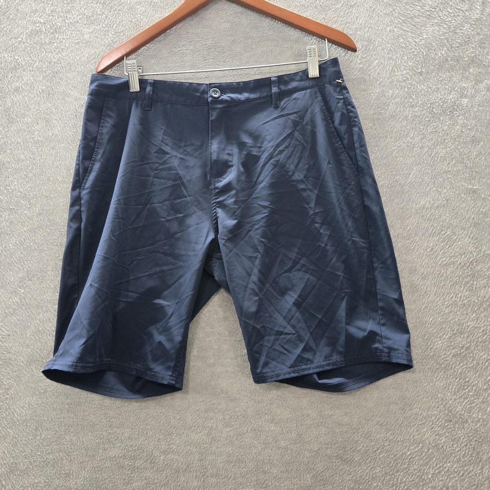 Reef Men Shorts 32 Navy Blue Chino Button 8" Inseam Logo